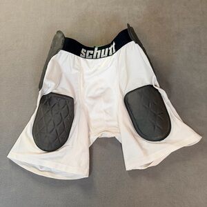 Schutt Integrated Football Girdle-5 Pad Compression Shorts-White/Gray Pads-Large